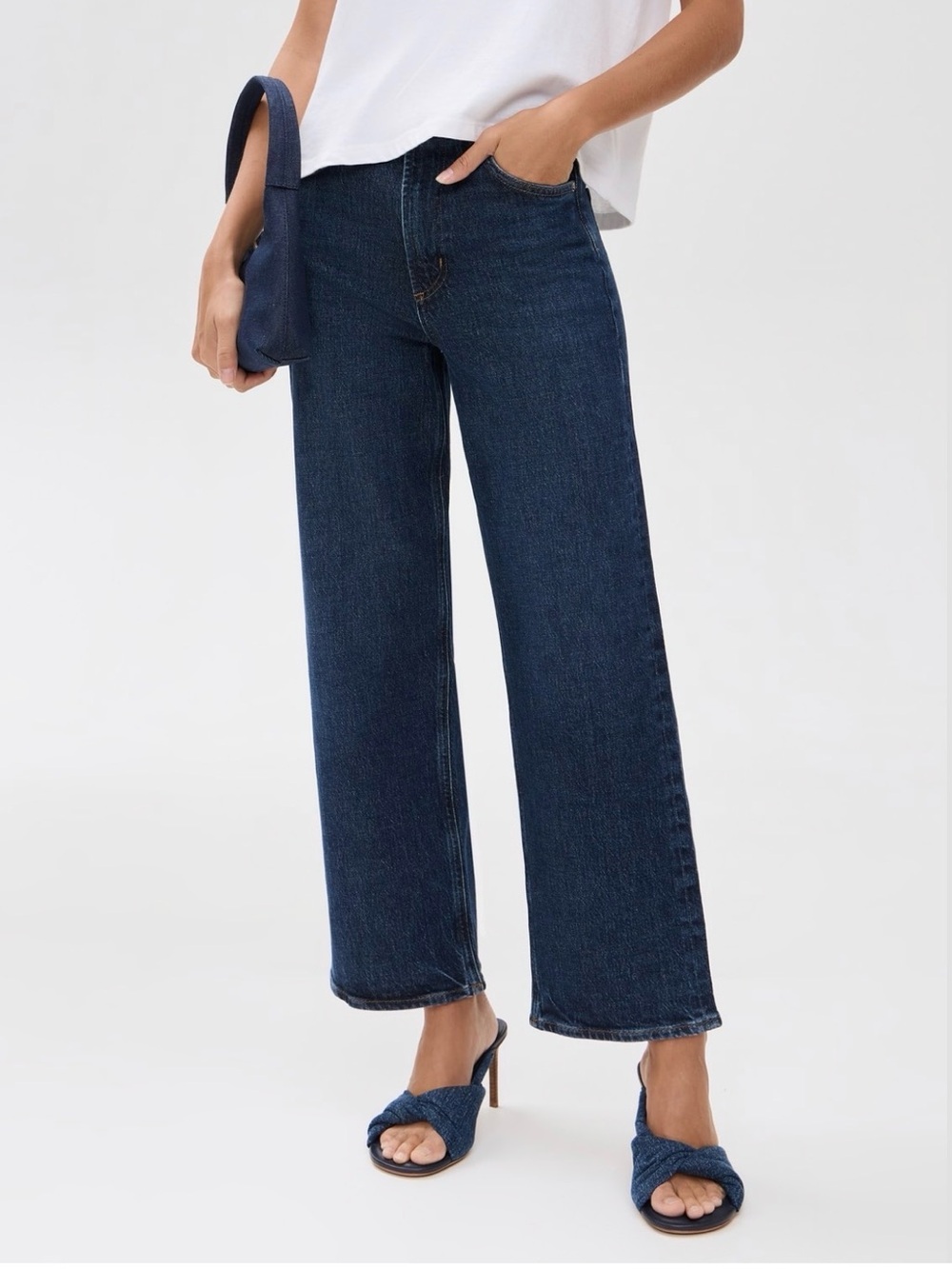 AGOLDE Ren Wide-Leg Jeans in Dark Blue Denim